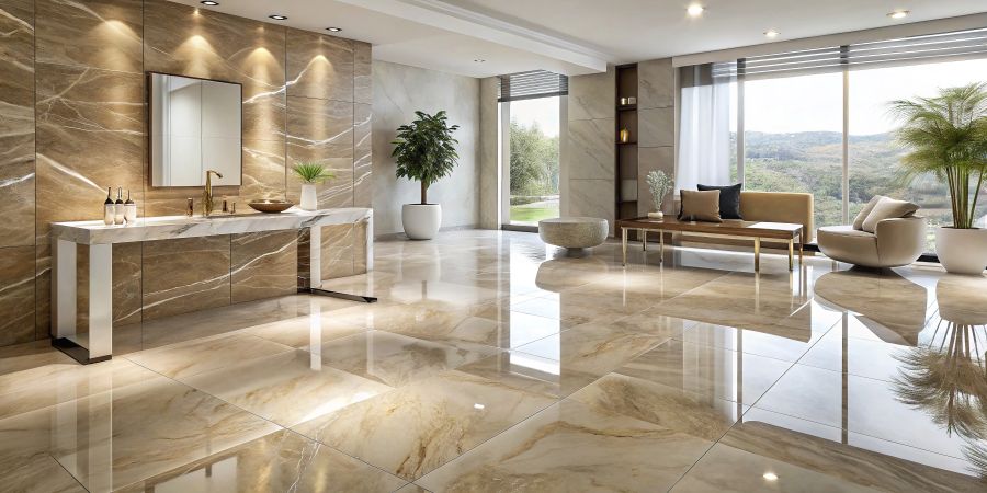 Honed finish polished stone tiles with premium mood