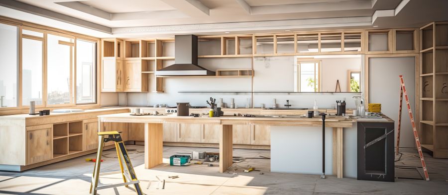 Preparing kitchen for installation of custom new features in modern home improvement