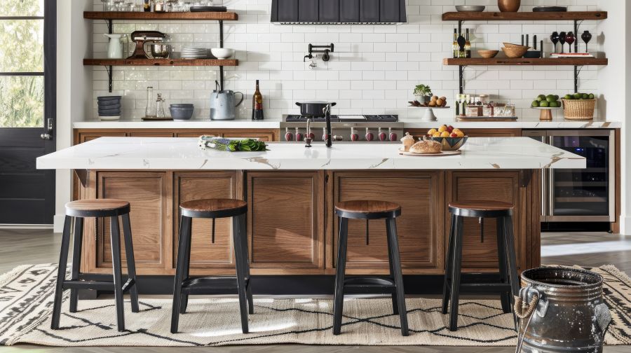 a transitional English kitchen, meticulously crafted.